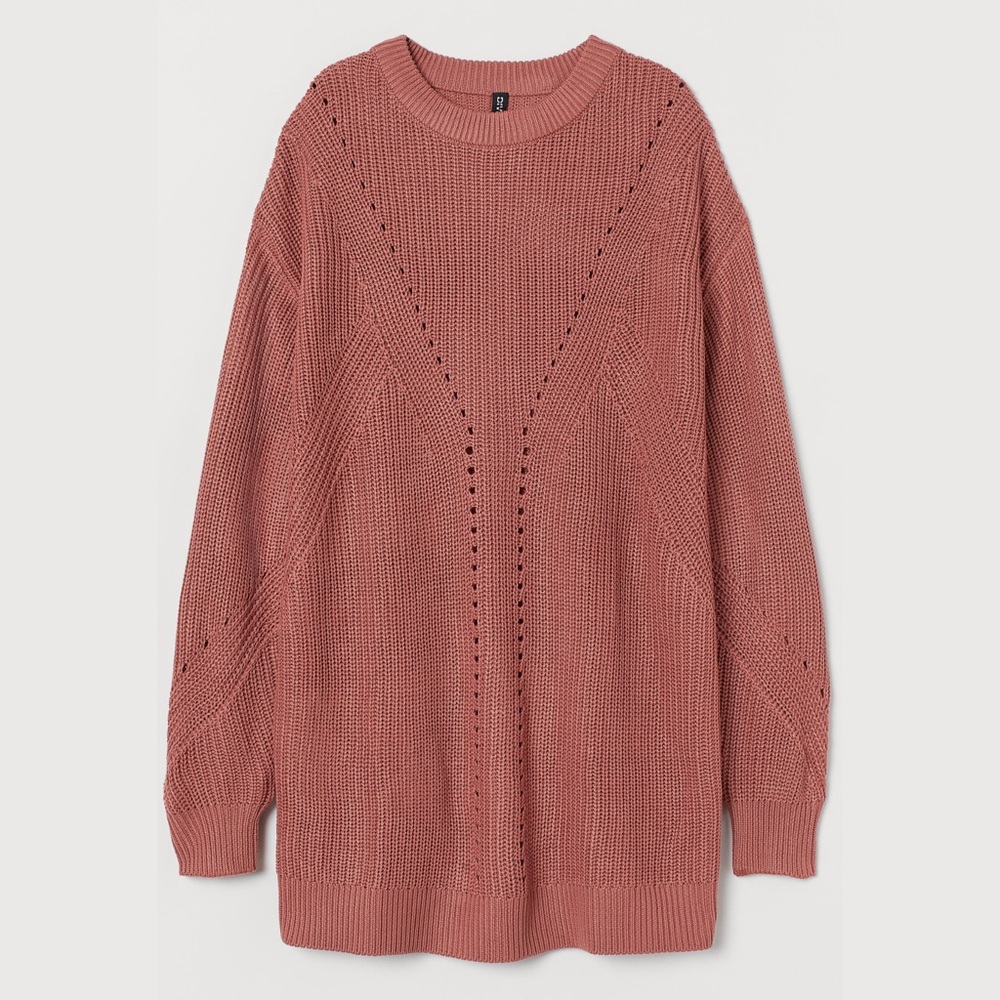 H&M Divided Old Rose Hole-Patterned Jumper Size Small Tunic Length